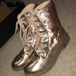 Rose gold boots with sequins!
